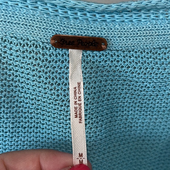 Free People Oh Hello Tie Waist Cardigan Blue - Picture 9 of 16